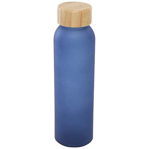 Bouteille en verre promotionnelle 500ml couvercle bambou Lume Bleu ocean